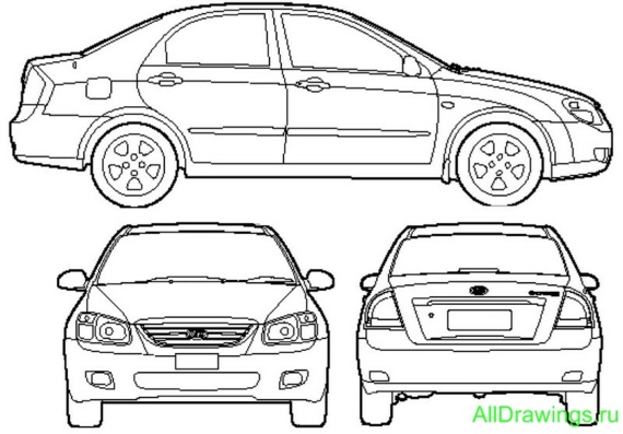 Kia Cerato (2007) (Кия Церато (2007)) - чертежи (рисунки) автомобиля